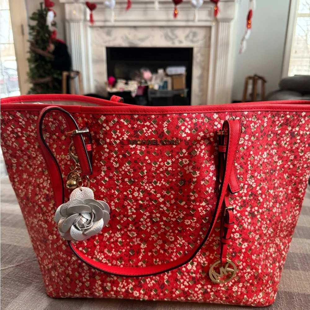 Michael Kors Red Floral Tote